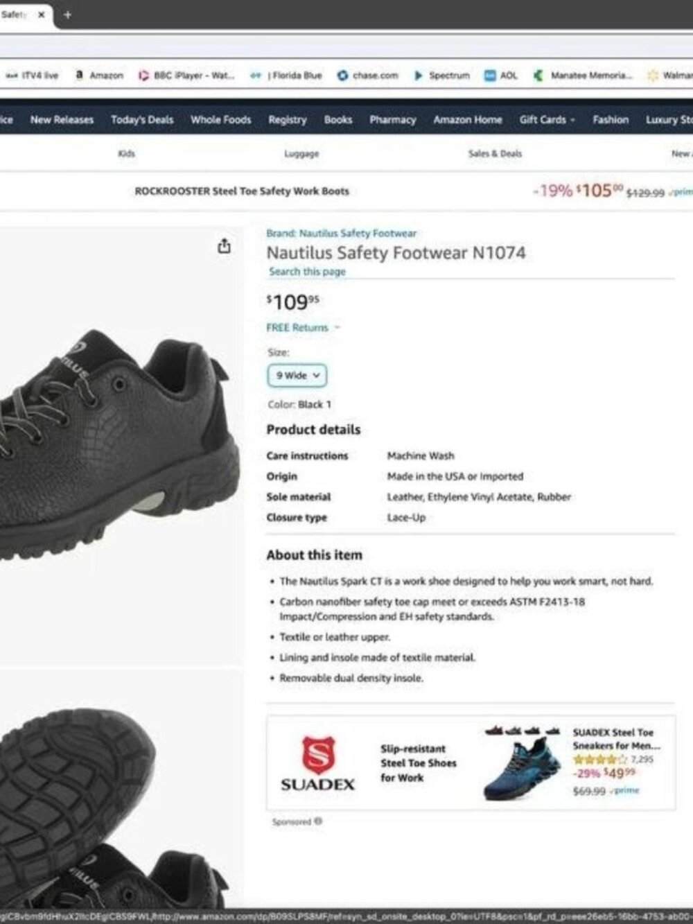 Nautilus Safety Footwear Spark CT Spark Oxford Women,s Black (Save $60.00) N1074 - Picture 3 of 7